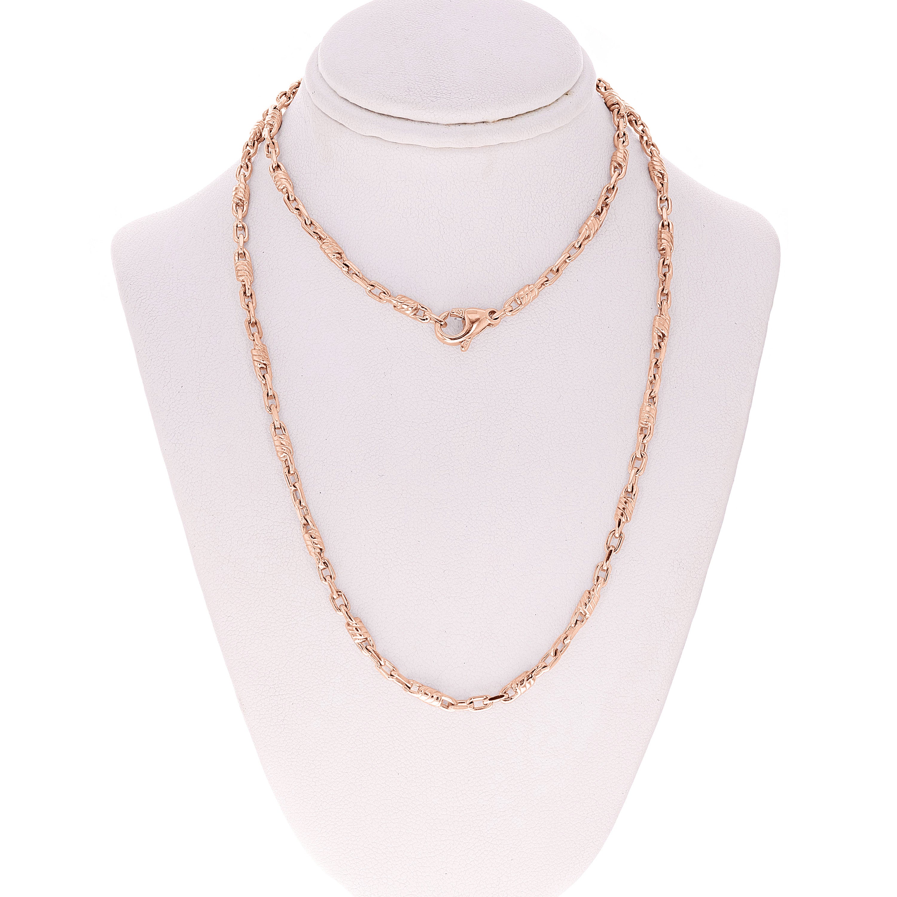 14k Yellow White or Rose Gold Handmade Fashion Link Necklace 24" 3.2mm 26.6 grams