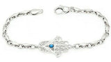 14k Yellow White or Rose Gold Hamsa Hand of Fatima Charm Bracelet with Turquoise 7.5" - 8.5"