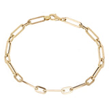 Italian 14k Yellow or Two-Tone Gold Hollow Paper Clip Chain Bracelet