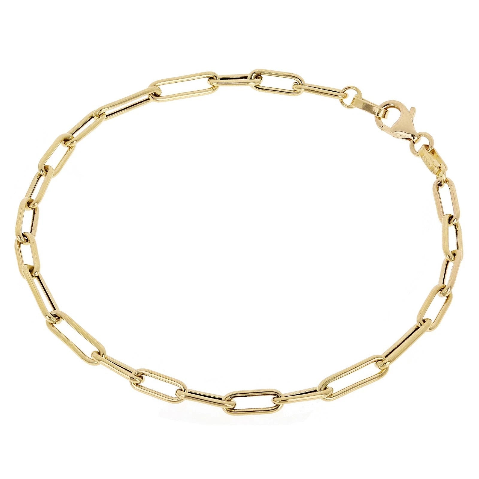 Italian 14k Yellow or Two-Tone Gold Hollow Paper Clip Chain Bracelet