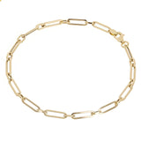 Italian 14k Yellow or Two-Tone Gold Hollow Paper Clip Chain Bracelet