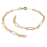 Italian 14k Yellow or Two-Tone Gold Hollow Paper Clip Chain Bracelet