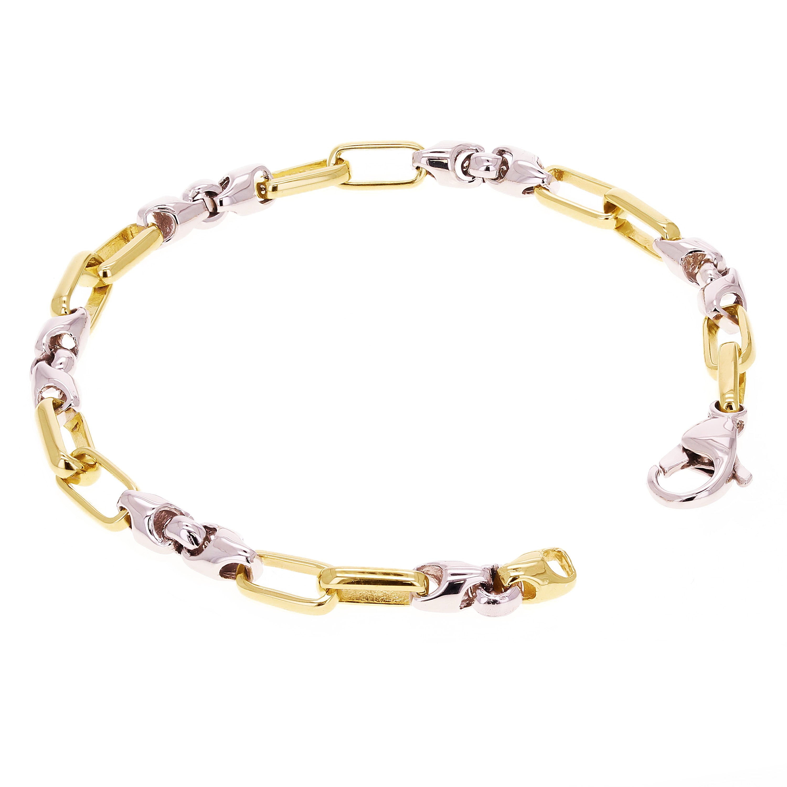 10k Two Tone Gold Solid Handmade Fashion Link Bracelet 7" - 9" 5mm