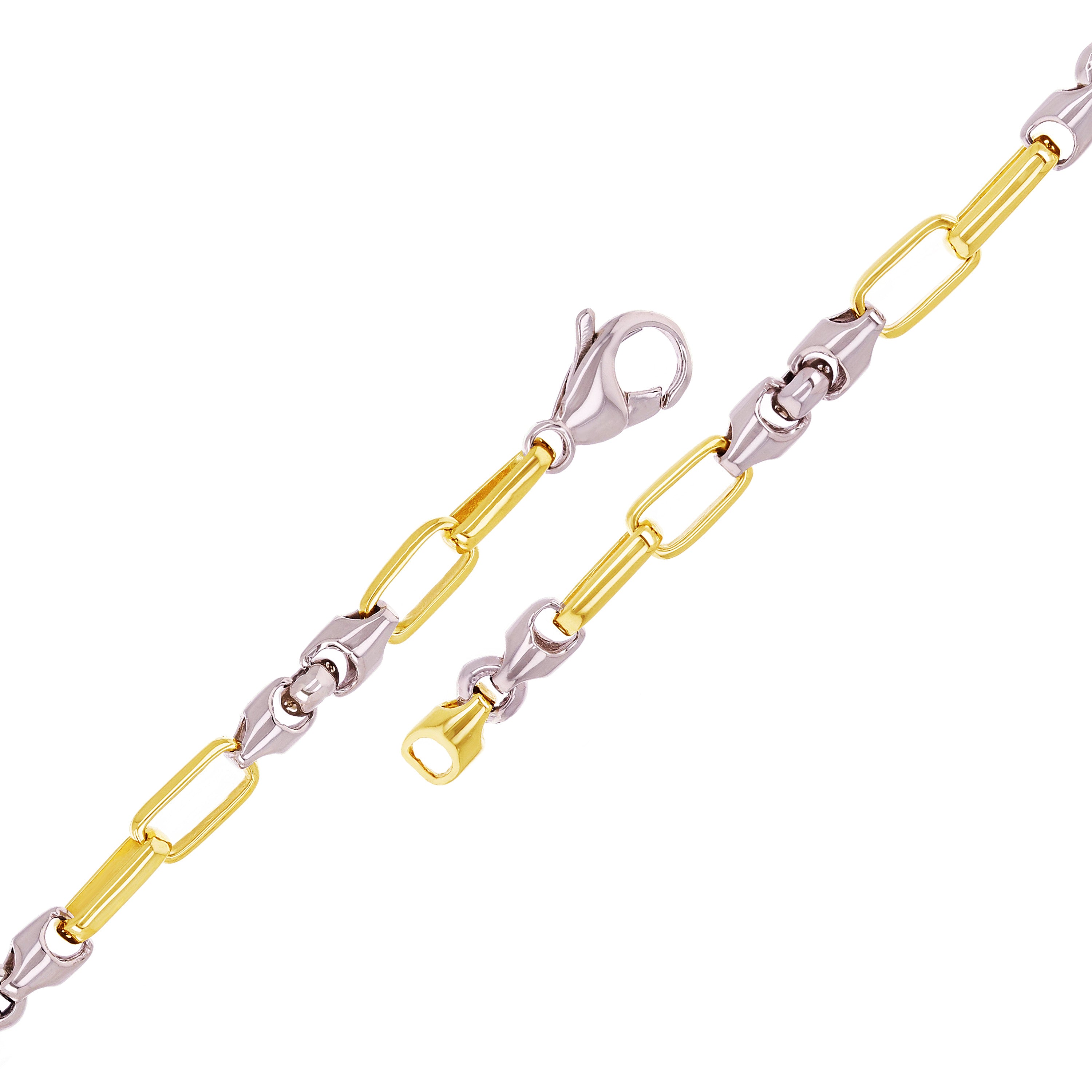 10k Two Tone Gold Solid Handmade Fashion Link Bracelet 7" - 9" 5mm