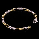 10k Two Tone Gold Solid Handmade Fashion Link Bracelet 7" - 9" 5mm
