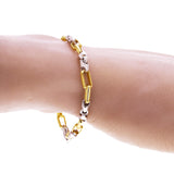 10k Two Tone Gold Solid Handmade Fashion Link Bracelet 7" - 9" 5mm