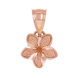 14k Rose Gold Solid Hawaiian Plumeria Flower Pendant Sizes Small Medium Large