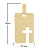 Italian 14k Yellow Gold  Cross Cut Out Disc Rectangle Charm Pendant