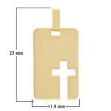 Italian 14k Yellow Gold  Cross Cut Out Disc Rectangle Charm Pendant