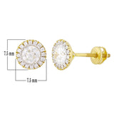 14k Yellow White or Rose Gold Round Diamond Halo Stud Earrings IGI CERTIFIED