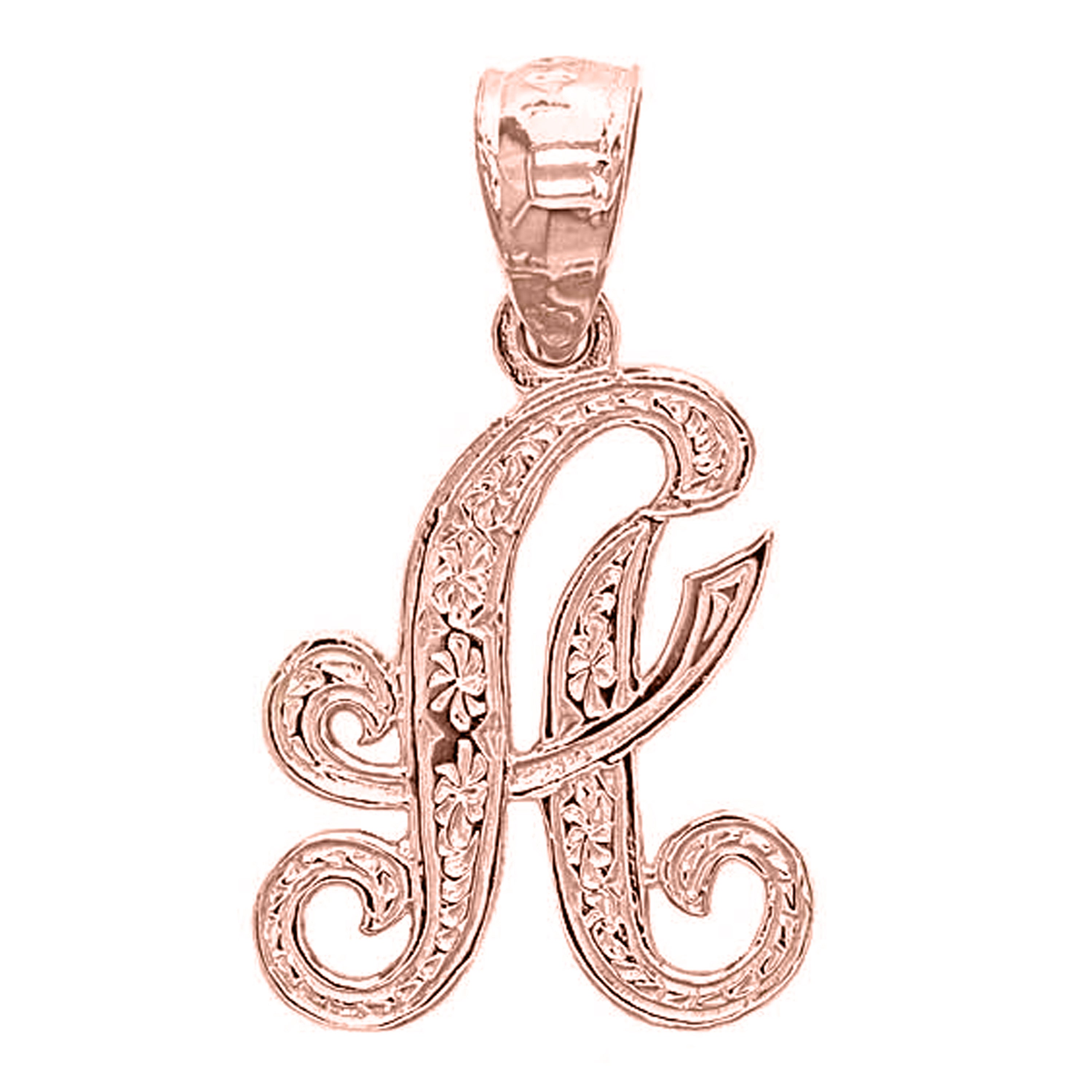 14k Yellow White or Rose Gold Initial Letter Alphabet A-Z Charm Pendant
