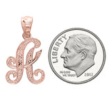 14k Yellow White or Rose Gold Initial Letter Alphabet A-Z Charm Pendant