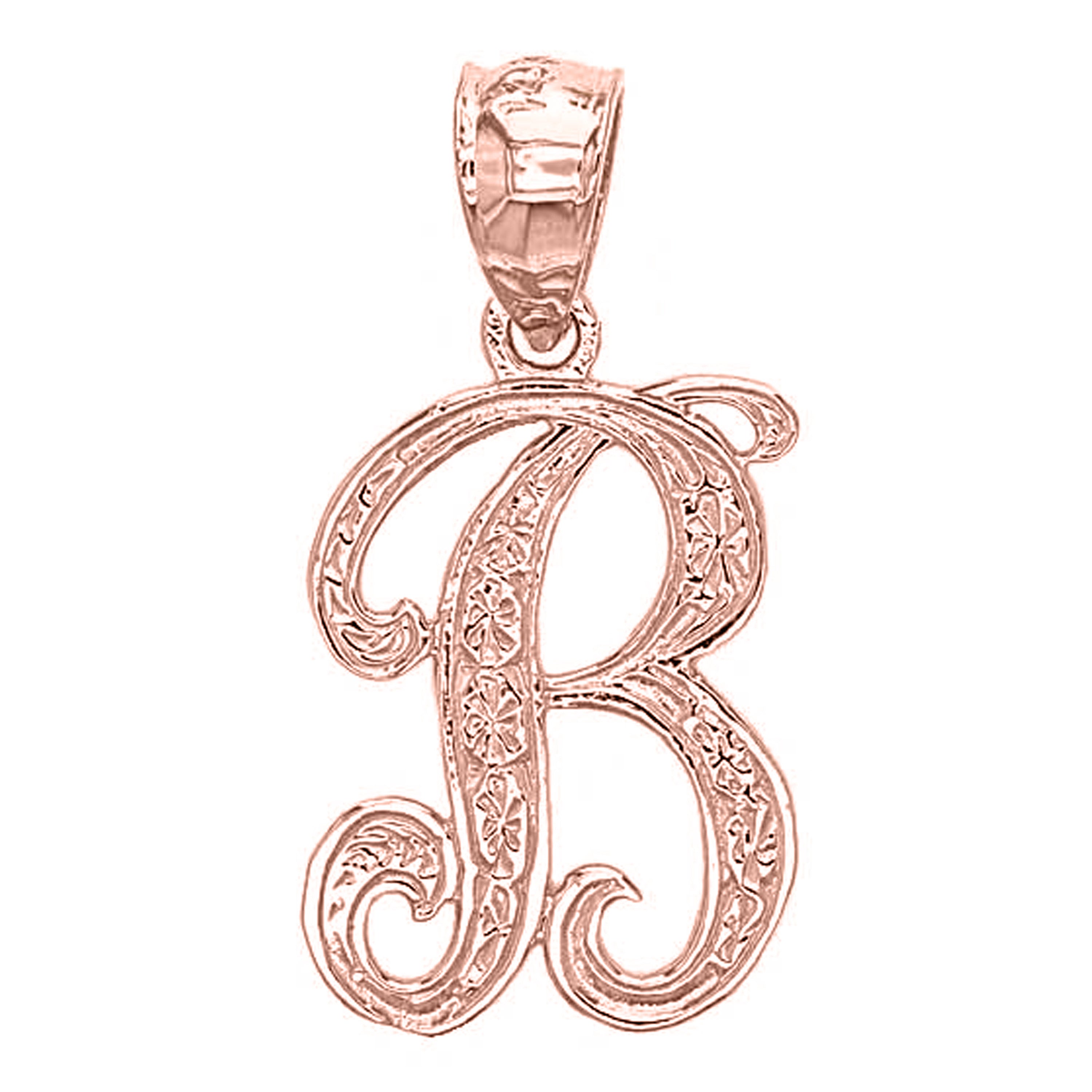 14k Yellow White or Rose Gold Initial Letter Alphabet A-Z Charm Pendant