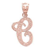 14k Yellow White or Rose Gold Initial Letter Alphabet A-Z Charm Pendant