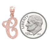 14k Yellow White or Rose Gold Initial Letter Alphabet A-Z Charm Pendant