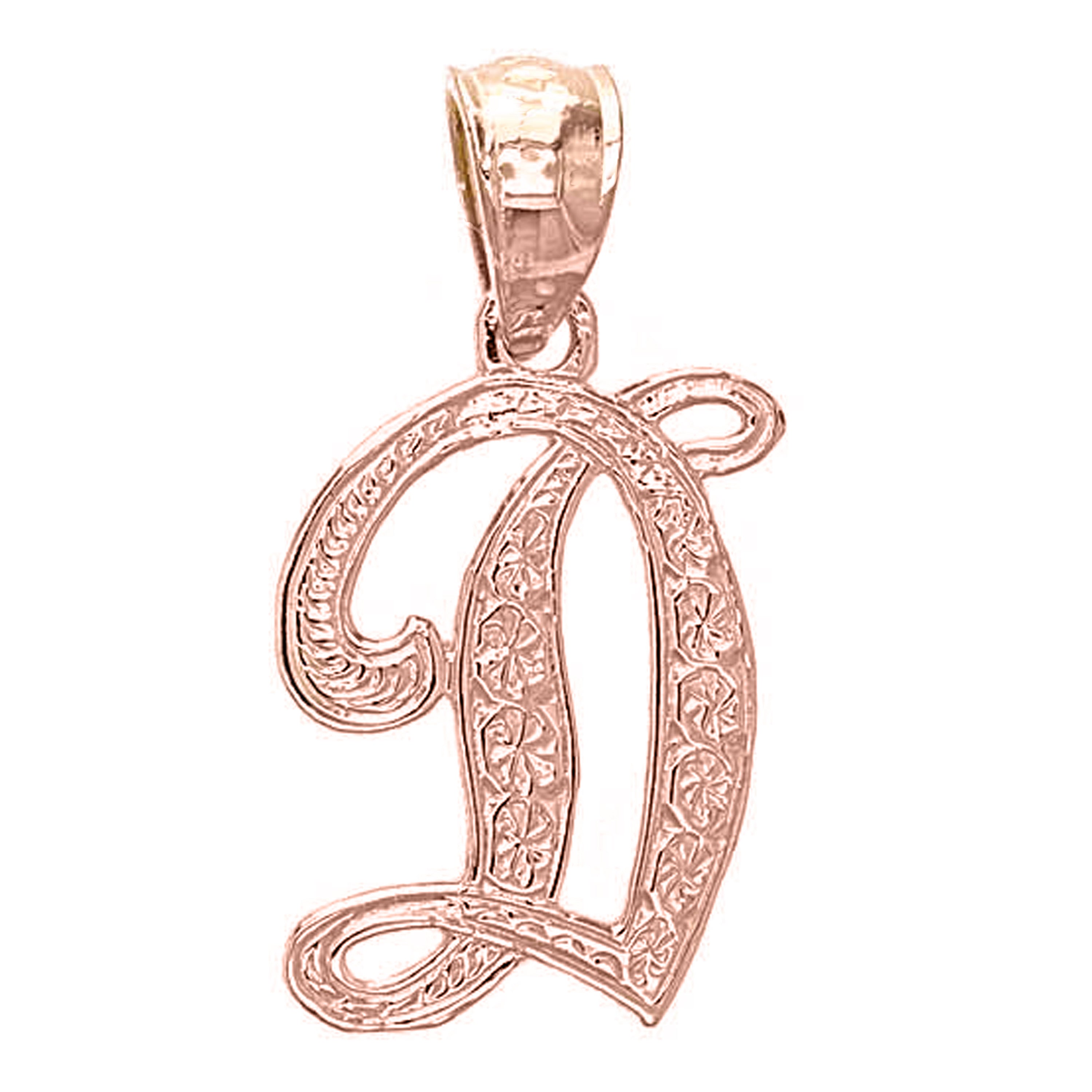 14k Yellow White or Rose Gold Initial Letter Alphabet A-Z Charm Pendant