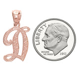 14k Yellow White or Rose Gold Initial Letter Alphabet A-Z Charm Pendant