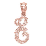 14k Yellow White or Rose Gold Initial Letter Alphabet A-Z Charm Pendant