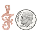 14k Yellow White or Rose Gold Initial Letter Alphabet A-Z Charm Pendant