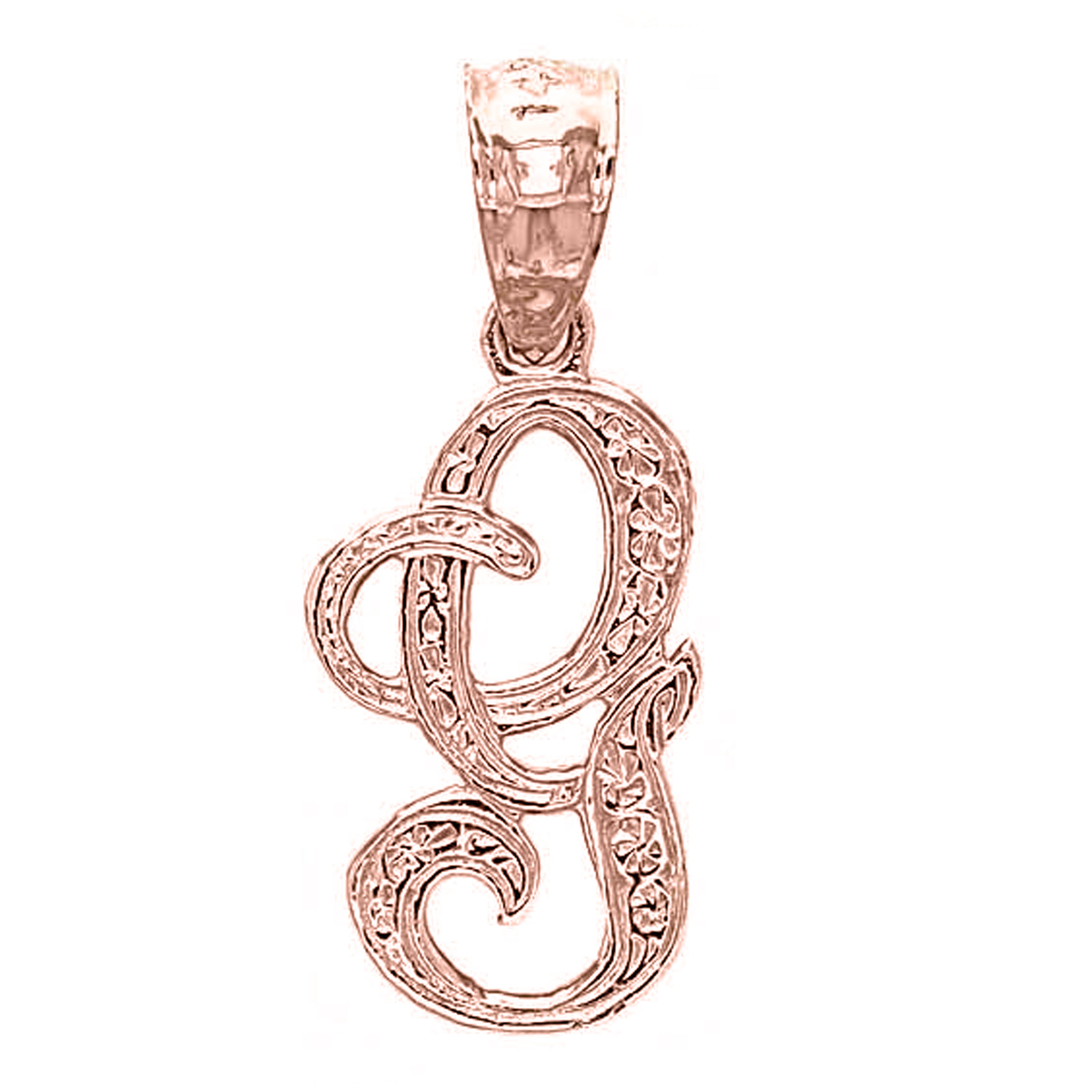 14k Yellow White or Rose Gold Initial Letter Alphabet A-Z Charm Pendant