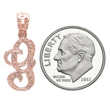 14k Yellow White or Rose Gold Initial Letter Alphabet A-Z Charm Pendant