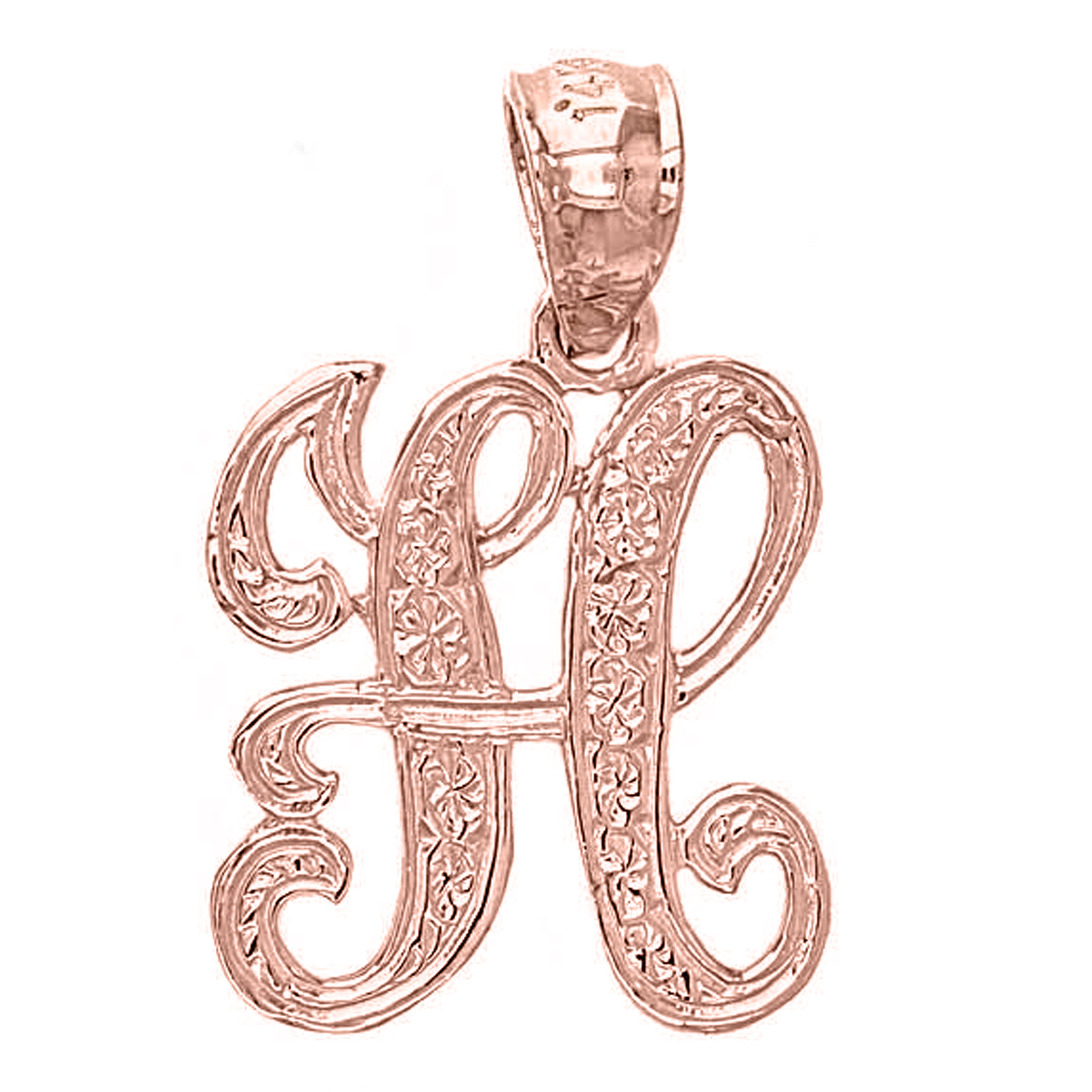 14k Yellow White or Rose Gold Initial Letter Alphabet A-Z Charm Pendant