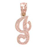 14k Yellow White or Rose Gold Initial Letter Alphabet A-Z Charm Pendant