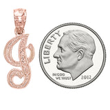 14k Yellow White or Rose Gold Initial Letter Alphabet A-Z Charm Pendant