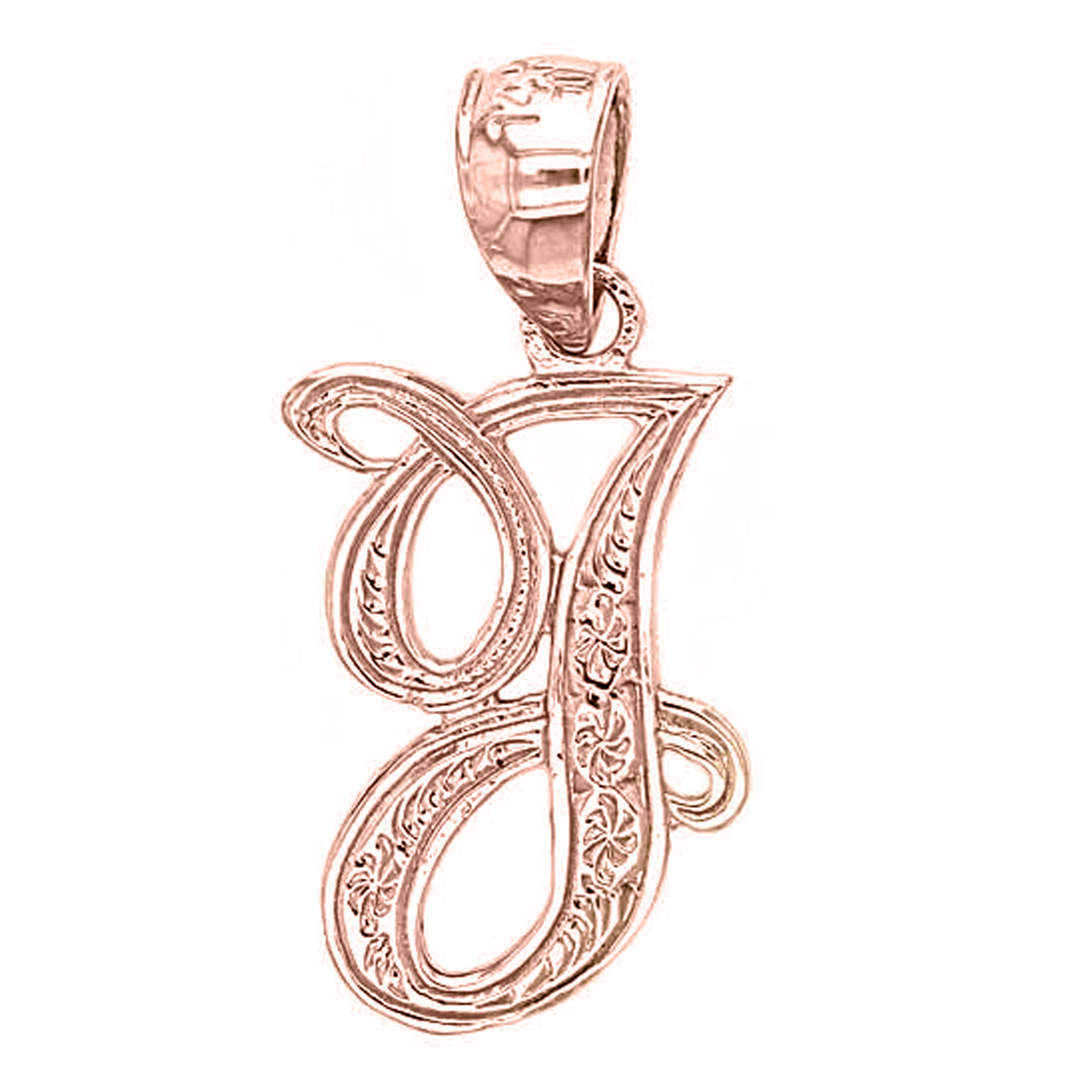 14k Yellow White or Rose Gold Initial Letter Alphabet A-Z Charm Pendant