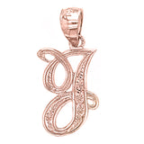 14k Yellow White or Rose Gold Initial Letter Alphabet A-Z Charm Pendant