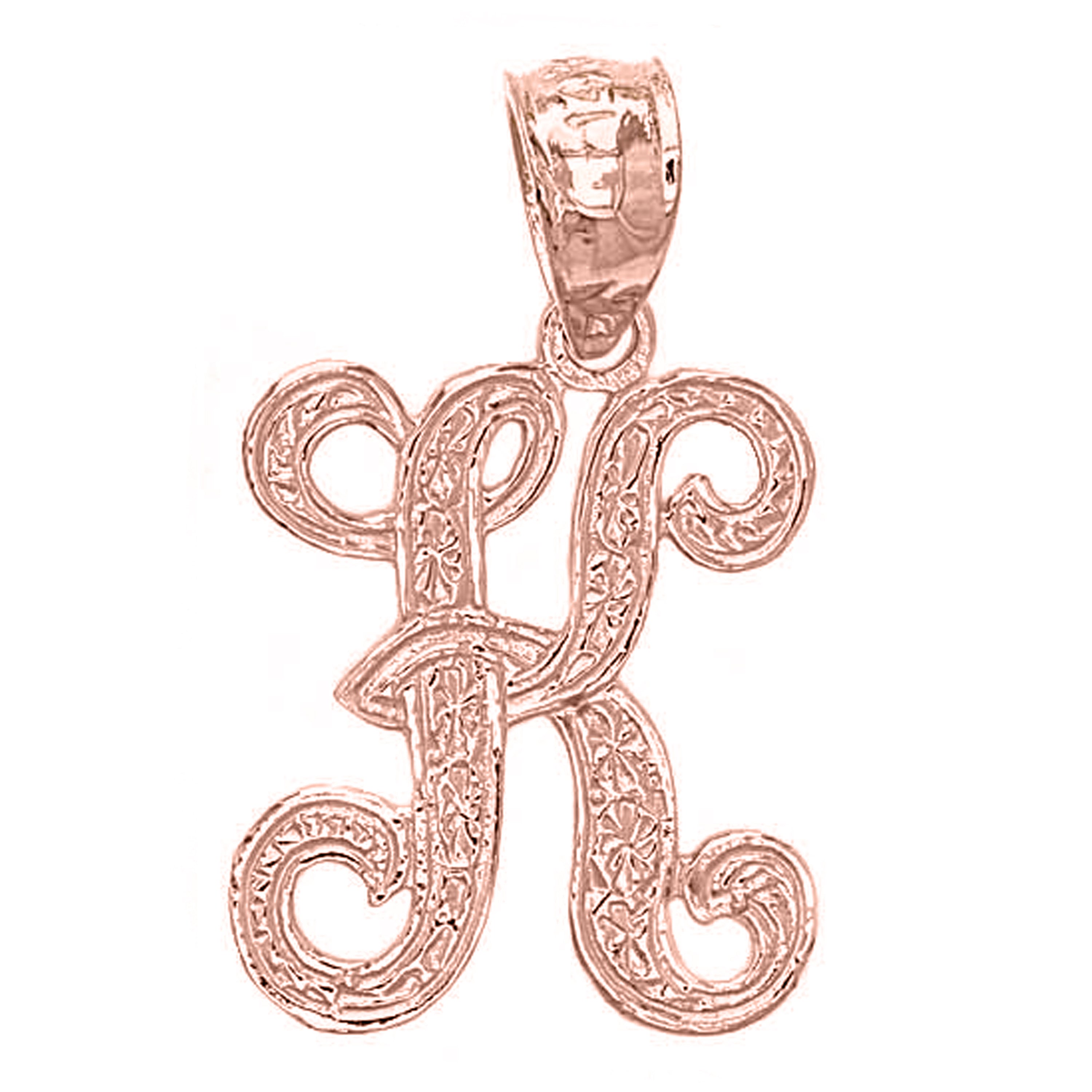 14k Yellow White or Rose Gold Initial Letter Alphabet A-Z Charm Pendant