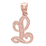 14k Yellow White or Rose Gold Initial Letter Alphabet A-Z Charm Pendant