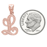14k Yellow White or Rose Gold Initial Letter Alphabet A-Z Charm Pendant