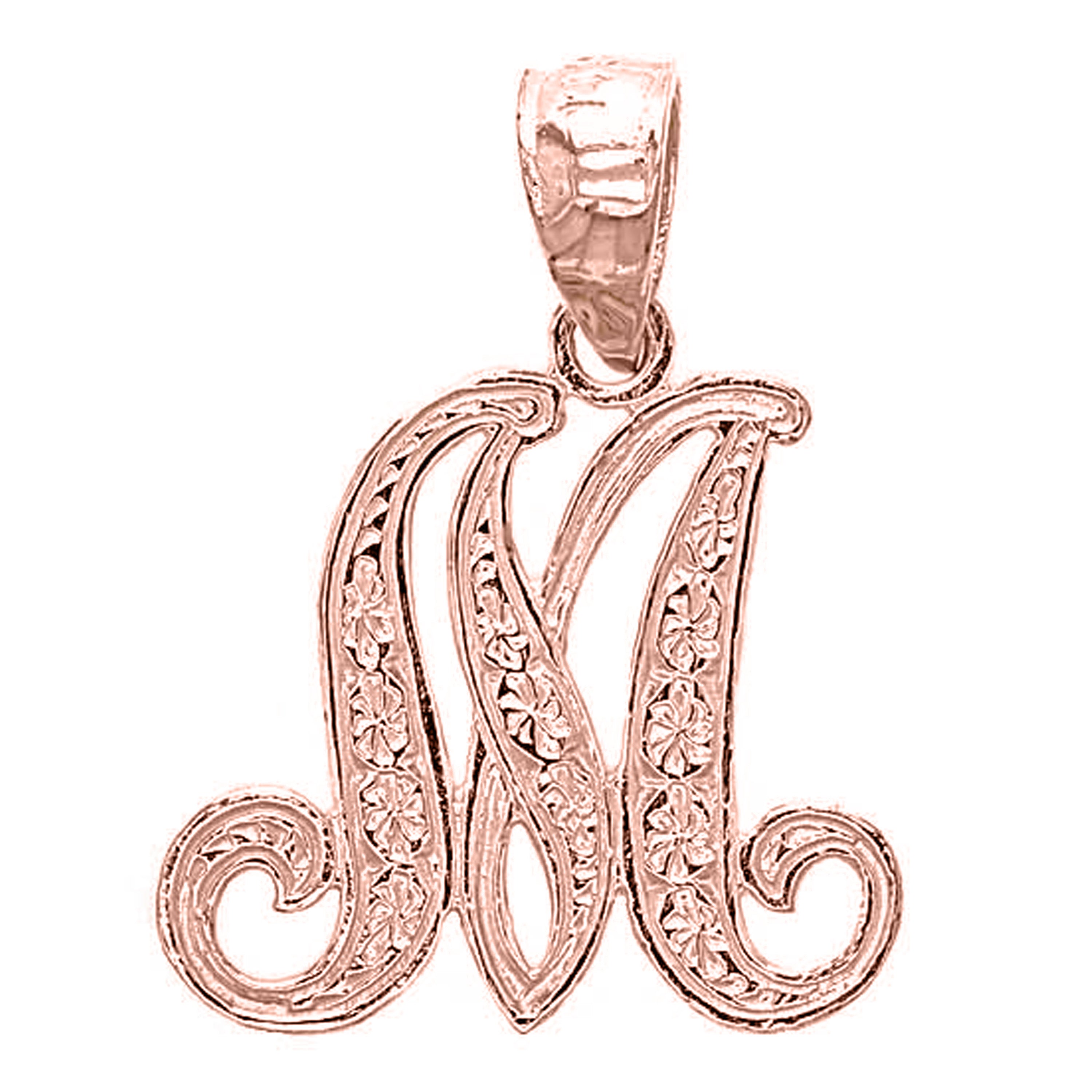 14k Yellow White or Rose Gold Initial Letter Alphabet A-Z Charm Pendant