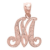 14k Yellow White or Rose Gold Initial Letter Alphabet A-Z Charm Pendant