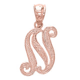 14k Yellow White or Rose Gold Initial Letter Alphabet A-Z Charm Pendant