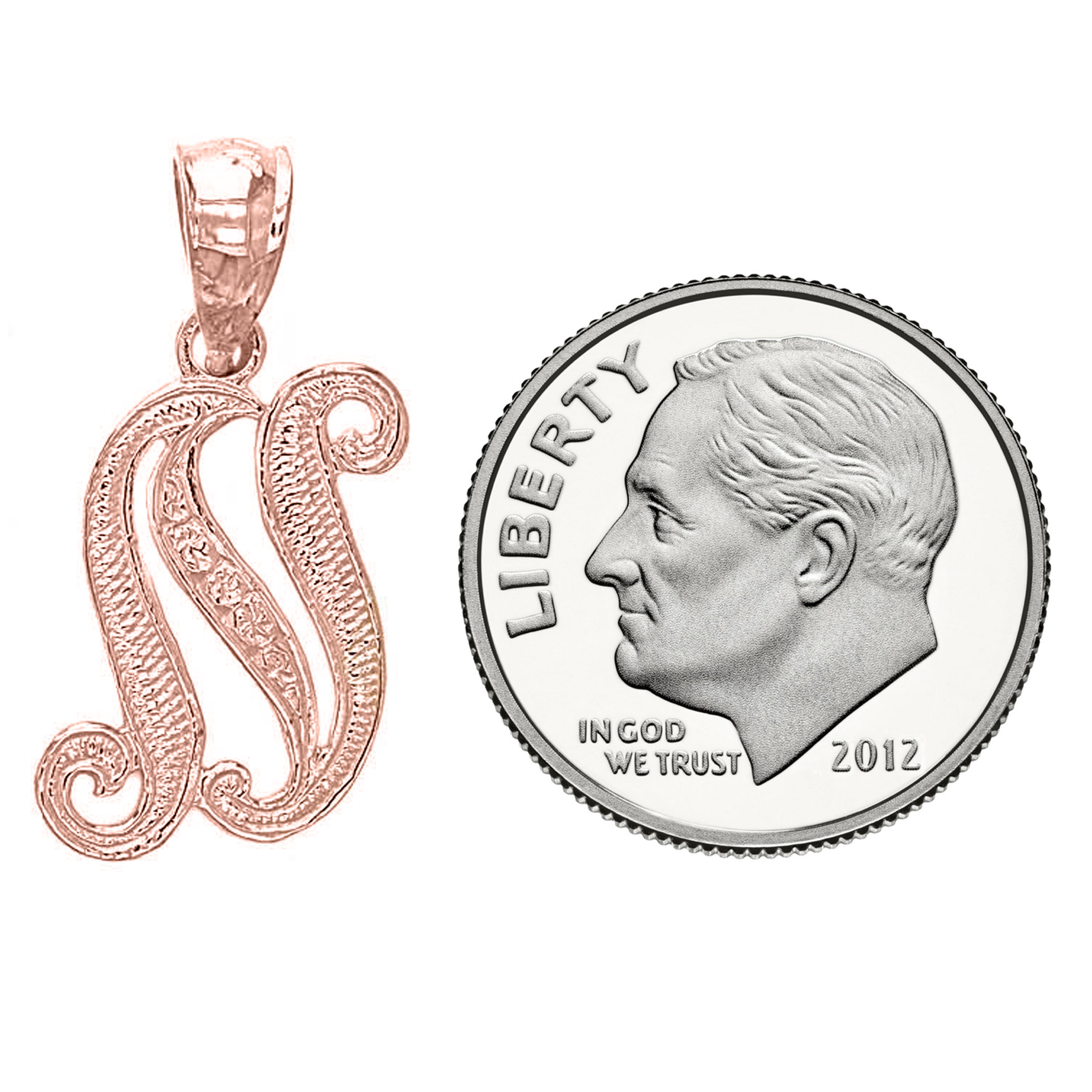 14k Yellow White or Rose Gold Initial Letter Alphabet A-Z Charm Pendant