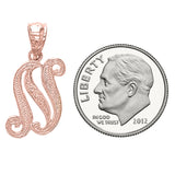 14k Yellow White or Rose Gold Initial Letter Alphabet A-Z Charm Pendant