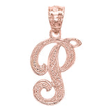 14k Yellow White or Rose Gold Initial Letter Alphabet A-Z Charm Pendant