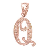 14k Yellow White or Rose Gold Initial Letter Alphabet A-Z Charm Pendant