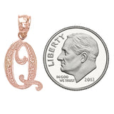 14k Yellow White or Rose Gold Initial Letter Alphabet A-Z Charm Pendant