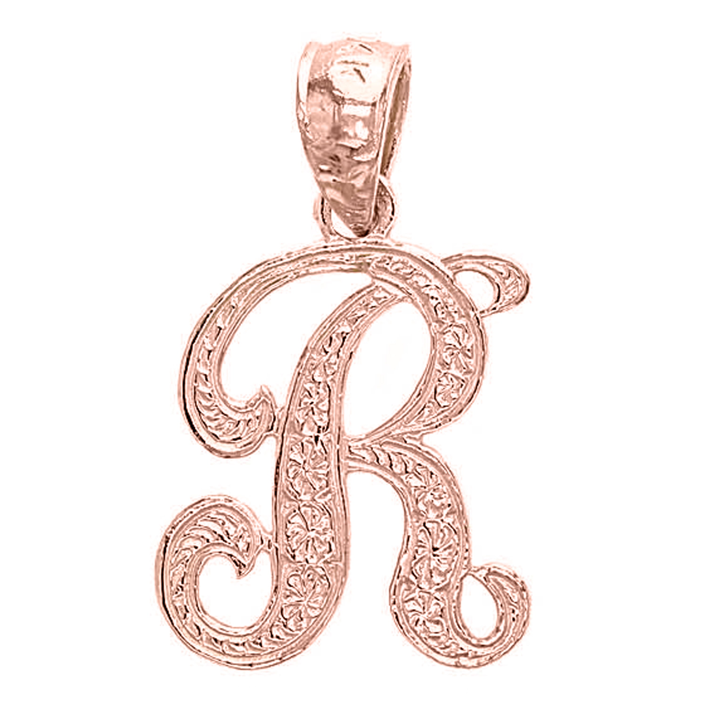 14k Yellow White or Rose Gold Initial Letter Alphabet A-Z Charm Pendant