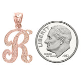 14k Yellow White or Rose Gold Initial Letter Alphabet A-Z Charm Pendant