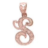 14k Yellow White or Rose Gold Initial Letter Alphabet A-Z Charm Pendant