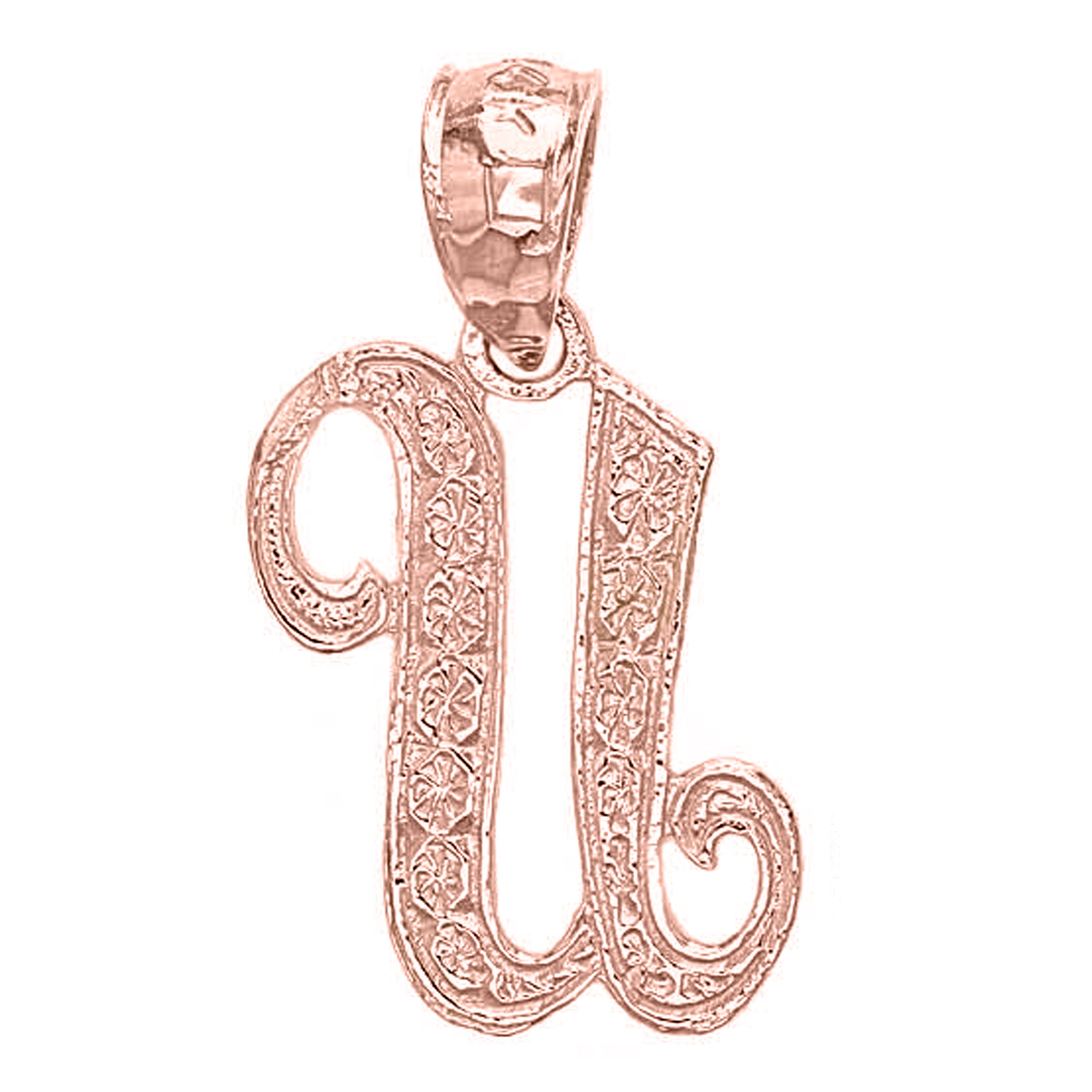 14k Yellow White or Rose Gold Initial Letter Alphabet A-Z Charm Pendant