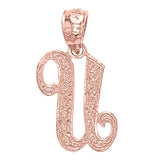 14k Yellow White or Rose Gold Initial Letter Alphabet A-Z Charm Pendant