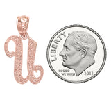 14k Yellow White or Rose Gold Initial Letter Alphabet A-Z Charm Pendant