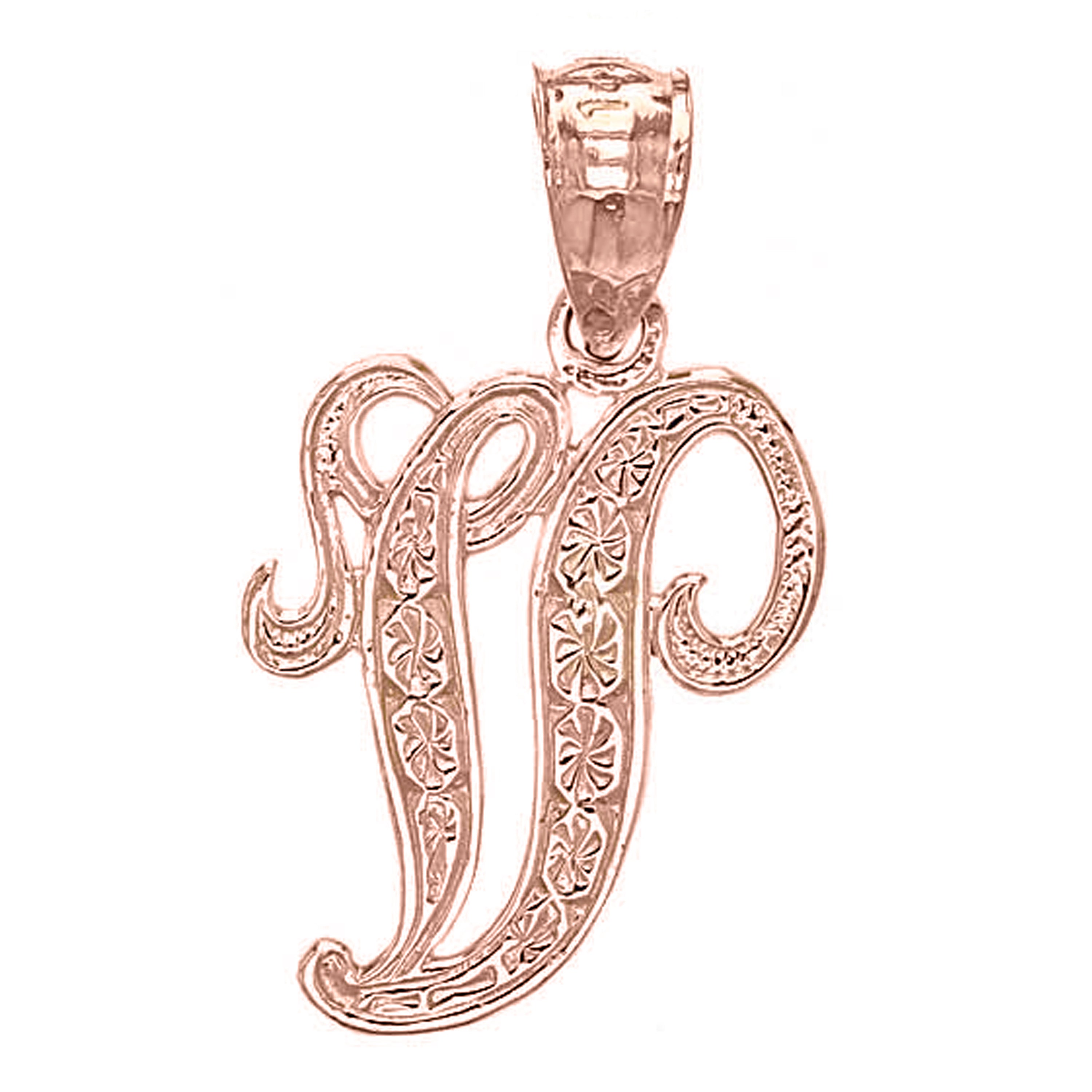 14k Yellow White or Rose Gold Initial Letter Alphabet A-Z Charm Pendant