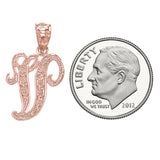 14k Yellow White or Rose Gold Initial Letter Alphabet A-Z Charm Pendant