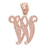 14k Yellow White or Rose Gold Initial Letter Alphabet A-Z Charm Pendant